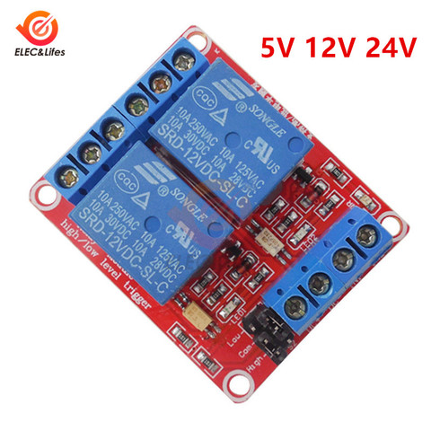 De canal Dual 5V 12V 24V módulo de relé placa escudo con soporte de optoacoplador de alta y baja activador por flanco de relé para Arduino ► Foto 1/6