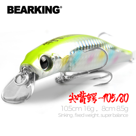 BEARKING 10,5 cm 16g 8cm 8,5g caliente equipo de pesca brillaba se hunde minnow manivela de peso fijo sistema wobbler cebo artificial isca ► Foto 1/6