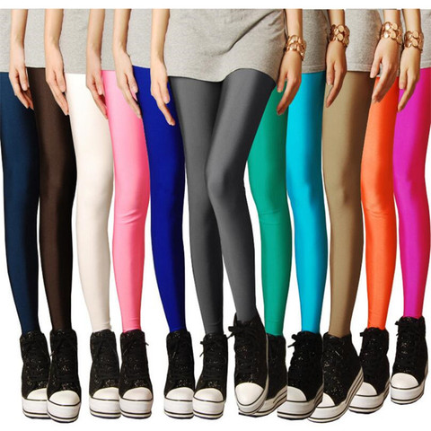 2022 nuevo primavera sólido caramelo neón Leggings para mujer alto estiramiento mujer Legging Pantalones Niña ropa Leggins tamaño de enchufe ► Foto 1/6