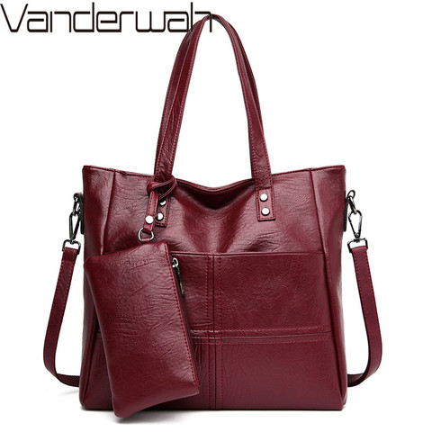 2 unids/set bolso de las mujeres cuero suave de las mujeres bandolera de hombro famosa marca Crossbody bolsas casuales de las señoras bolsas sac principal ► Foto 1/1