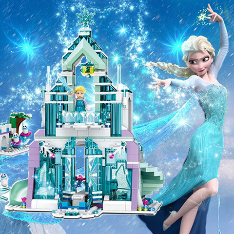 Disney-bloques de construcción de la princesa Cenicienta, Elsa, Castillo de sirena, Compatible con figuras de bloques, juguete para regalo para niños ► Foto 1/6