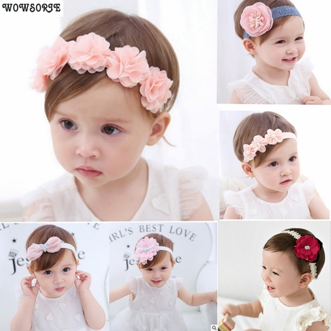 Diadema coreana para bebé recién nacido, diademas de flores para niña, accesorio de joyería artesanal, fotos fotográficas, accesorios para el cabello para niños ► Foto 1/6