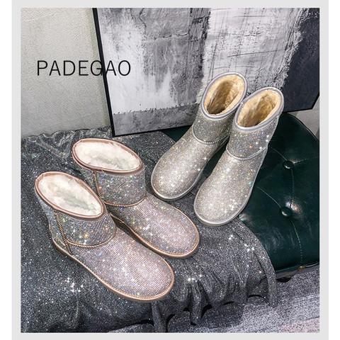 Botas de nieve informales de lujo para mujer, zapatos coreanos de cristal para invierno, 2022 ► Foto 1/6