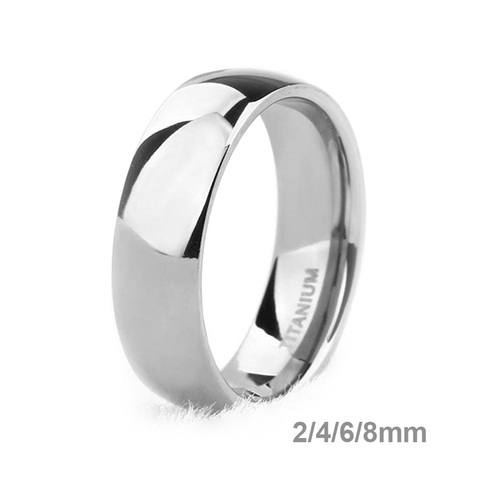Eamti-Anillo de titanio pulido clásico para hombre y mujer, 6mm, Color plata, anillo de compromiso, bandas de boda, nunca se decolora ► Foto 1/5
