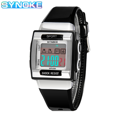 SYNOKE-reloj Digital Rectangular para niños y niñas, electrónico, para nadar, buceo, resistente al agua, regalo para niños ► Foto 1/6