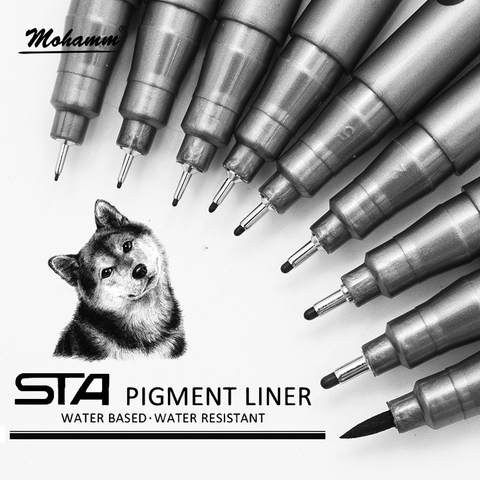 STA impermeable a prueba de desvanecimiento micrón PenTip delineador fino negro boceto marcador de agua pluma para Manga ► Foto 1/6