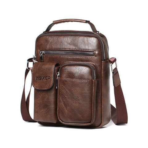 Estilo Vintage hombres bolsos de hombro Tote PU marca de bolsos mensajero bolsas de gran capacidad hombre bandolera bolsos de bandolera para hombre ► Foto 1/6