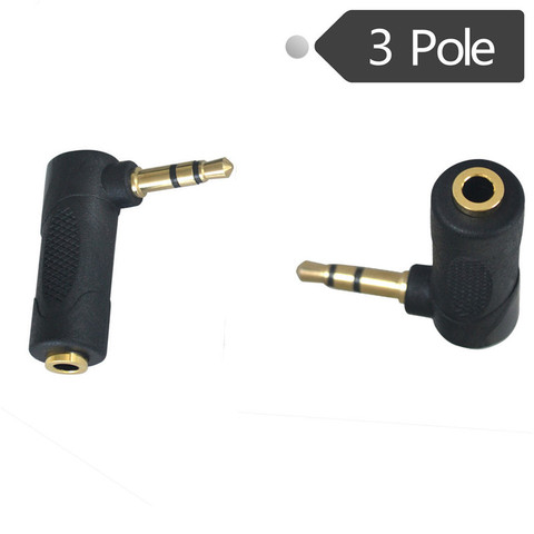 Conector de Audio macho de 3 polos, Conector de adaptador en forma de L, 3,5mm, dorado, 90 grados, ángulo recto, hembra a 3,5mm, 2 unidades por lote ► Foto 1/6