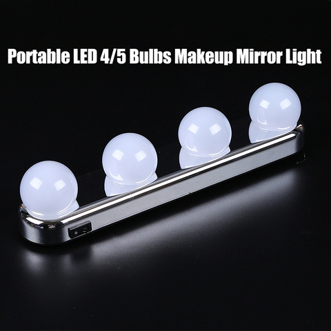 LED portátil 4 bombillas maquillaje espejo de luz Hollywood vanidad lámpara de pared Kit de luces para vestirse de iluminación maquillaje LED luces ► Foto 1/6