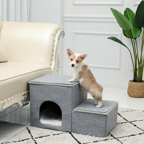 Escalera de varios niveles para perro, gato, casa de árbol, Cando, Rascado de Sisal Natural para gatos y mascotas, torre con cama acogedora, cama de paso para cachorro ► Foto 1/6