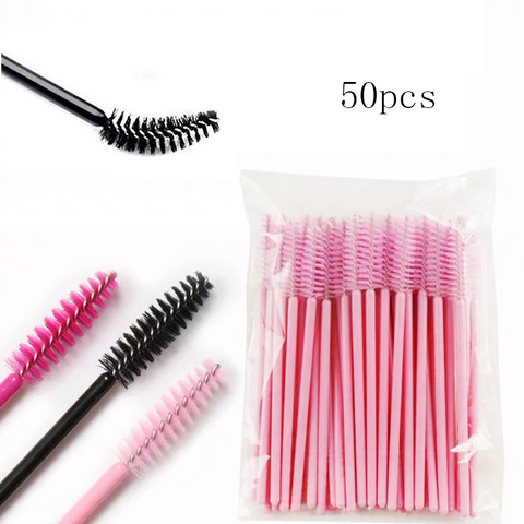 50 unids/pack desechables de pestañas cepillos varita de máscara de pestañas cepillo cosmético de las pestañas extensión makeTool Spoolers herramientas de maquillaje ► Foto 1/5