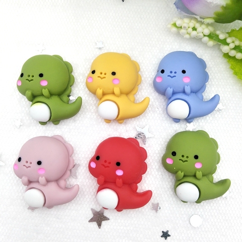 Figuras de dinosaurios de colores de resina Kawaii Mix para decoración del hogar, figuras artesanales de dinosaurios de colores para el hogar, piedra de cabujón plano, álbum de recortes, 10 Uds. ► Foto 1/6