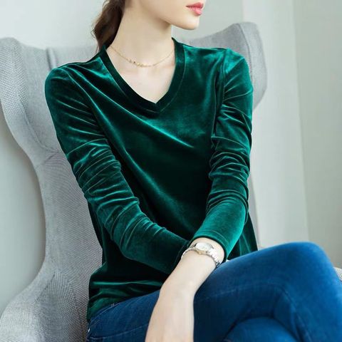 Las mujeres de otoño e invierno de las mujeres de la Oficina de terciopelo blusa blusas elegante blusa de calle tops de talla grande de terciopelo camisas 5XL 6XL 7XL ► Foto 1/4