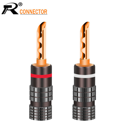 Ruso hotsale 1 par negro y rojo, Banana macho 24K chapado en oro de cobre BFA de 4mm a Banana Conector de altavoz macho plug 2 unids/lote ► Foto 1/6