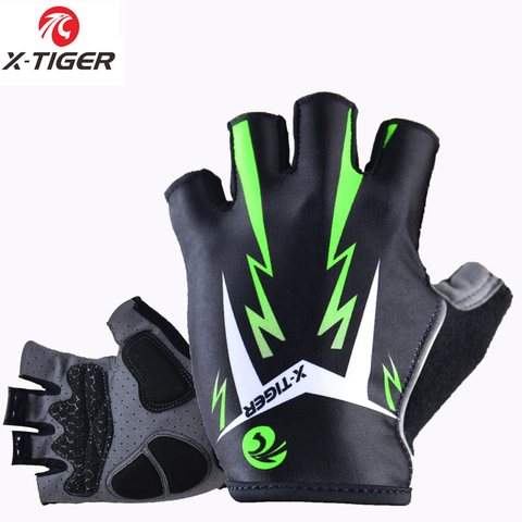 X Tiger 3D Almohadilla de GEL de Guantes Deportivos Con Reflectante de Color Verde Brillante MTB Bicicleta Guantes Medio Dedo Guantes de Ciclismo de Montaña Guantes de la bicicleta ► Foto 1/6