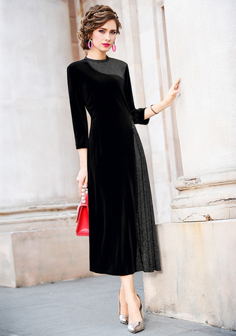 ZUOMAN-vestido elegante de terciopelo para mujer, Túnica de fiesta para eventos, de malla de alta calidad, de diseñador Vintage, para cóctel, otoño ► Foto 1/6