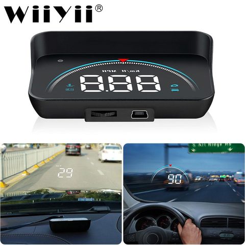 WiiYii M8 HUD pantalla frontal para coche OBD2 OBD sistema de advertencia de exceso de velocidad proyector de velocímetro parabrisas alarma electrónica automática ► Foto 1/6