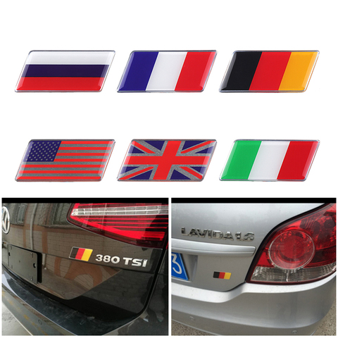 Estilo de coche Italia Alemania Reino Unido nos Francia Rusia adhesivo de bandera nacional de Lada BMW Audi nissan toyota ford bandera con escudo ► Foto 1/5