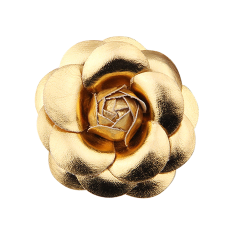 Broche de cuero con flor rosa para mujer, 5cm, Color dorado y plateado, PU, solapa de Camelia y broches, accesorios de hebilla para bufanda ► Foto 1/5