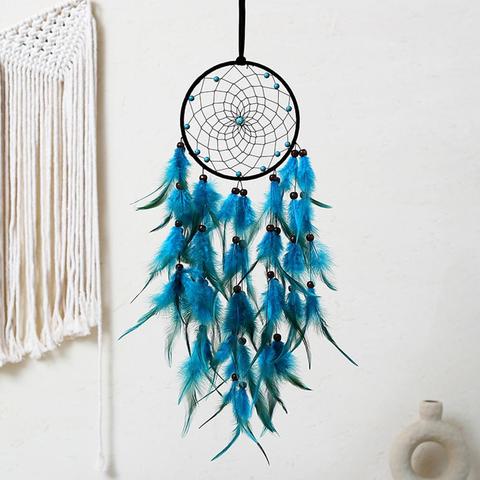 Atrapasueños de plumas hecho a mano para niñas, colgante de pared, decoración para habitación, fiesta, boda ► Foto 1/6