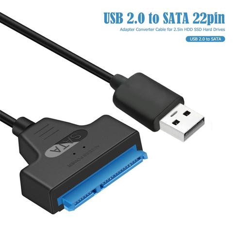 Adaptadores de Cables USB 2,0 a SATA de 20 cm, cable convertidor de disco duro de 480 Mbps para discos duros sólidos HDD SSD de 2,5 pulgadas ► Foto 1/6