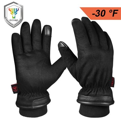 OZERO-guantes de invierno impermeables para hombre, con pantalla táctil, para conducir, motocicleta, regalo térmico, clima frío, negro ► Foto 1/6