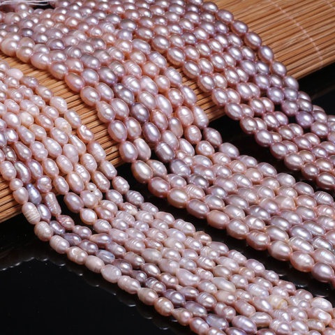 Perlas naturales de agua dulce púrpura, cuentas sueltas en forma de arroz de alta calidad para DIY, collar elegante, pulsera, fabricación de joyas ► Foto 1/1