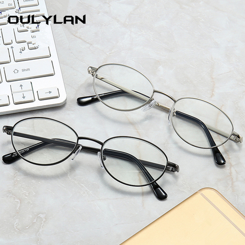 Oulylan-gafas de lectura con luz azul para hombre y mujer, anteojos Diseño ovalado para ordenador, presbicia, dioptrías + 1,0 2,0 3,0 3,5 ► Foto 1/6