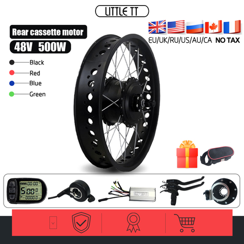 Rueda eléctrica para bicicleta de 48V y 500W, 20 