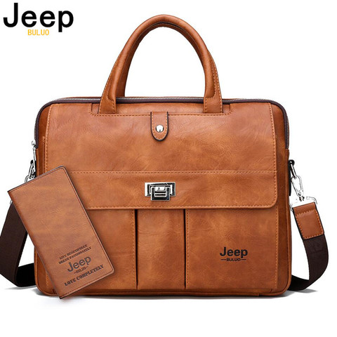 JEEP BULUO-Bolso de viaje de negocios para hombre, maletín para ordenador portátil de gran tamaño, 15 pulgadas, A4 ► Foto 1/6