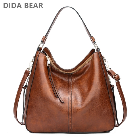 DIDABEAR-Bolso Hobo de cuero para mujer, bandolera de hombro informal, Vintage, de gran capacidad ► Foto 1/6