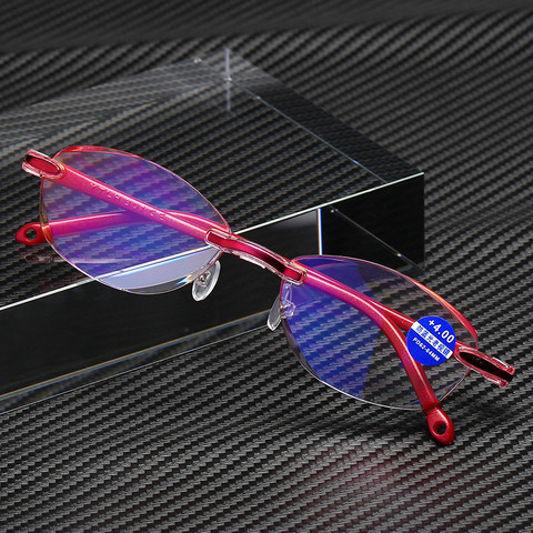 Elbru-gafas de lectura con corte de diamante para mujer, anteojos de lectura con protección contra rayos azules, para hipermetropía, corte de diamante, + 0 + 1,0 + 1,5 + 2,0 + 2,5 + 3,0 + 3,5 + 4,0 ► Foto 1/6