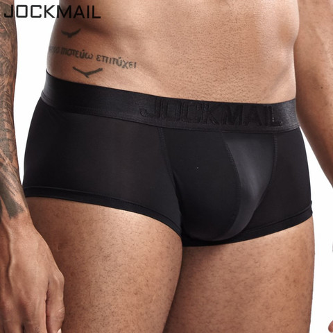 JOCKMAIL Ultra-Delgado hielo Sexy ropa interior hombres boxeadores sólido convexo para Hombre Ropa interior corta bragas de hombre Cueca Gay calzoncillos masculinos ► Foto 1/6