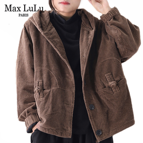 Max LuLu-Chaqueta de invierno gótica para mujer, ropa de calle Coreana de lujo, Parka con capucha, abrigos acolchados de pana Vintage, 2022 ► Foto 1/6