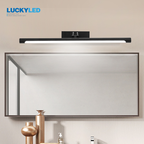 LUCKYLED moderna lámpara Led de baño espejo de luz 12w 55cm pared Vintage lámpara negro plata vanidad accesorios de luz lámpara de luz de la pared ► Foto 1/6