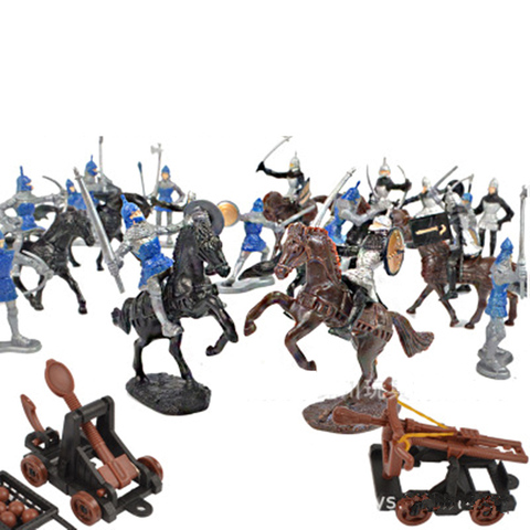 28 unids/set militar Medieval guerra color guerreros antigua caballería corcel de batalla carro estática militar figuras regalo de los niños ► Foto 1/5