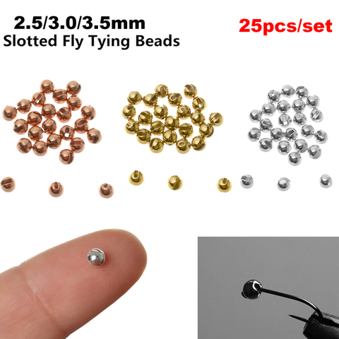 25 uds. De cuentas de tungsteno ranurado duraderas, 2,5mm/3,0mm/3,5mm, cuentas de atado de moscas, Material de atado de moscas de diseño bonito, accesorios de pesca ► Foto 1/6