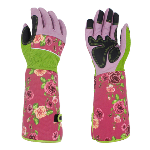 Duradera Rosa podar el jardín guantes resistentes a la perforación Patio de trabajo guante manos Protector impermeable corte guantes de jardinería ► Foto 1/6