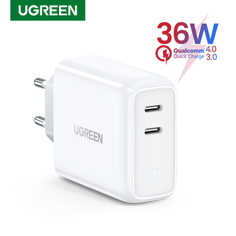 Ugreen PD36W USB PD cargador de carga rápida 4,0 3,0 para iPhone 11 Pro XS Macbook iPad QC 3,0 USB tipo C cargador para Huawei ► Foto 1/6