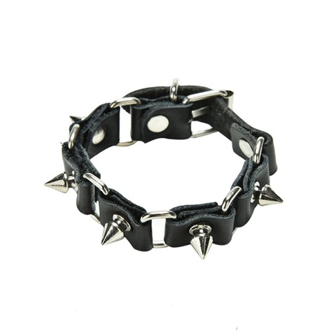 Brazalete de diente de lobo genial para hombre, pulsera de cuero con remaches, Cono de Metal gótica, 1 ud. ► Foto 1/6