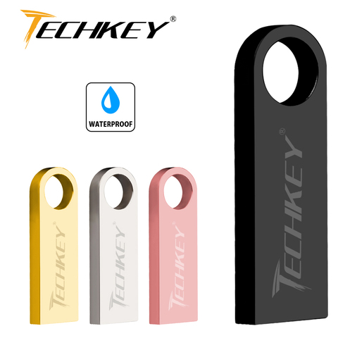 TECHKEY-Dispositivo metálico USB de memoria flash para ordenador, pendrive de 4, 8, 16, 32 y 64 Gb, memoria USB, resistente al agua, nuevo modelo, para regalo ► Foto 1/6