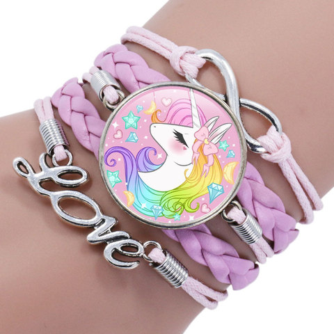 Unicornio trenzado pulsera de niños para niñas brazaletes de la Amistad joyería Multi-capa encanto pulsera de joyería de moda ► Foto 1/6