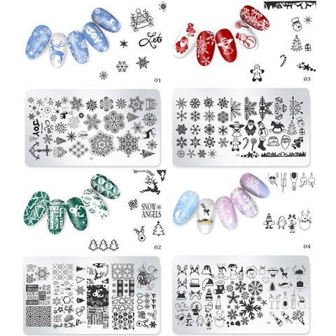 Plantillas de imágenes para manicura, placa de estampado de Nail Art, Navidad, nieve, Halloween, Año Nuevo, herramienta de plantilla para uñas #290771, 1 Uds. ► Foto 1/6