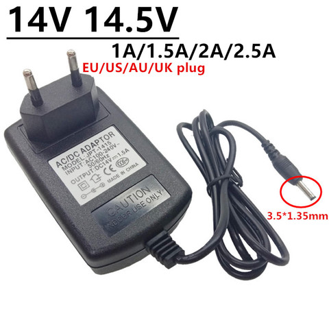 Adaptador de corriente de 14V, 14,5 V, CC, 3,5x1,35mm, CA, CC, 14V, 14,5 V, 1A, 1,5a, 2A, 2,5a, adaptador de CA/CC, fuente de conmutación, EU, US, EU, convertidor del Reino Unido ► Foto 1/6