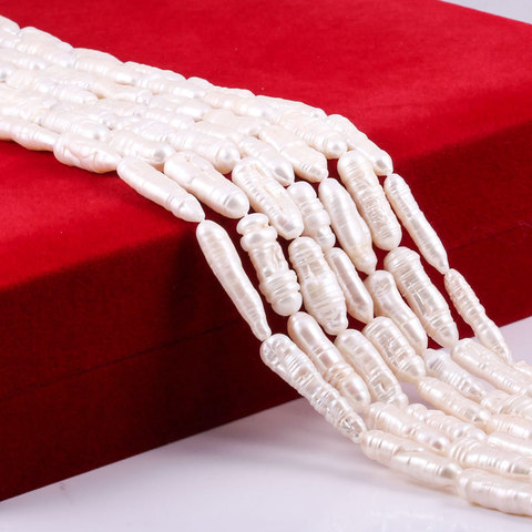 Perlas naturales de agua dulce en forma de largo para collar, accesorios de fabricación de bricolaje, 8x25mm, novedad ► Foto 1/5
