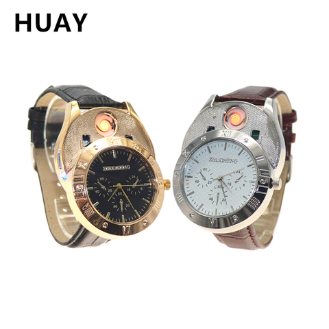 Reloj militar de cuarzo para hombres, pulsera informal con carga USB, resistente al viento, reloj con encendedor de cigarrillos, JH311, 1 Uds. ► Foto 1/6