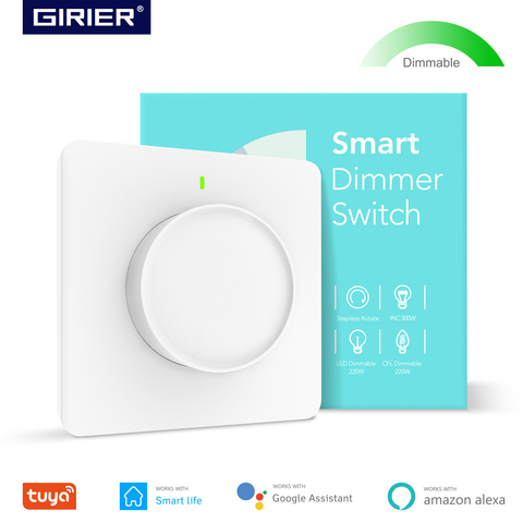 Luz Wifi inteligente Dimmer interruptor regulable Rotary interruptor de pared de la UE 100-240V trabaja con Alexa Google asistente No se necesita Hub ► Foto 1/6