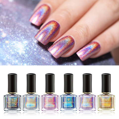 BORN PRETTY-esmalte de uñas holográfico, serie colorida, 6ml, brillante, 3 en 1, capa superior a base de agua ► Foto 1/6