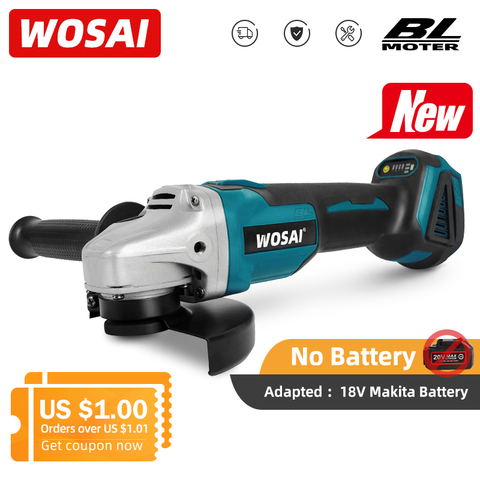 WOSAI-amoladora angular inalámbrica sin escobillas serie MT, 20V, 125mm, pulidora de máquina de corte de velocidad Variable para batería Makita de 18V ► Foto 1/6