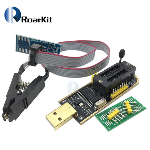 SOIC8 SOP8 pinza de prueba para EEPROM 93CXX / 25CXX / 24CXX Adaptador + CH341A 24 25 serie Flash BIOS PROGRAMADOR USB módulo DIY Kit ► Foto 1/6